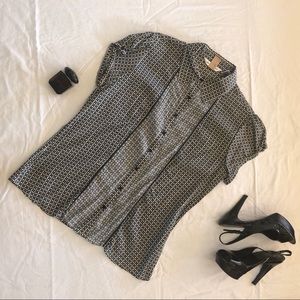 Small print short sleeved blouse